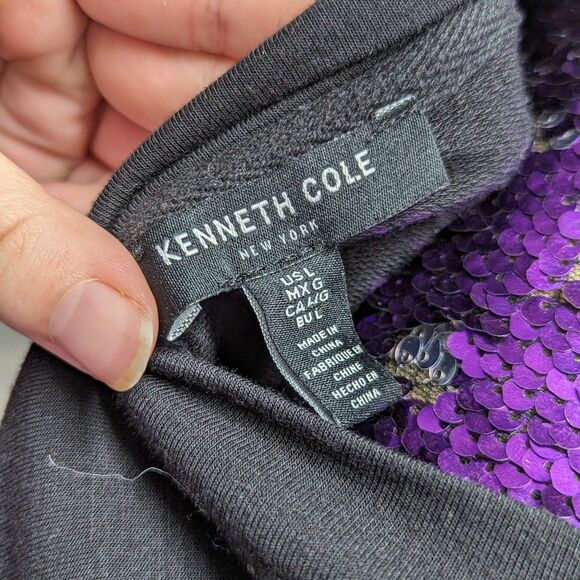 Kenneth Cole NWT Large Black Sweater with Sherpa Sleeves - Picture 7 of 8